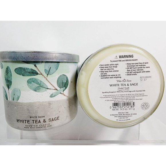 2 WHITE TEA & SAGE Bath & Body Works White Barn 3 Wick Scented Candle 14.5oz NEW - Picture 7 of 9
